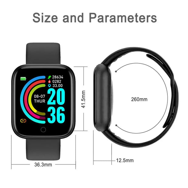 D20 Y68 Sports Smartwatch – IP67 Waterproof Health & Fitness Tracker for Android Phones - ApexFitSupply