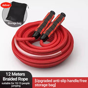 Long Jump Rope – 3m/10m/15m Heavy-Duty Skipping Rope with Anti-Slip Wooden Handles for Group Fitness & School Sports - ApexFitSupply