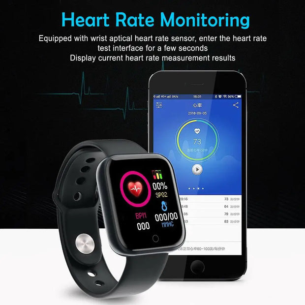 D20 Y68 Sports Smartwatch – IP67 Waterproof Health & Fitness Tracker for Android Phones - ApexFitSupply