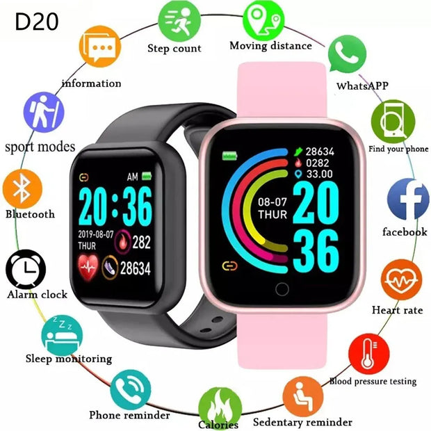 D20 Y68 Sports Smartwatch – IP67 Waterproof Health & Fitness Tracker for Android Phones - ApexFitSupply