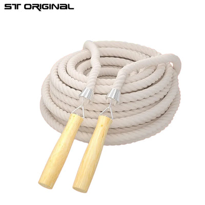Long Jump Rope – 3m/10m/15m Heavy-Duty Skipping Rope with Anti-Slip Wooden Handles for Group Fitness & School Sports - ApexFitSupply