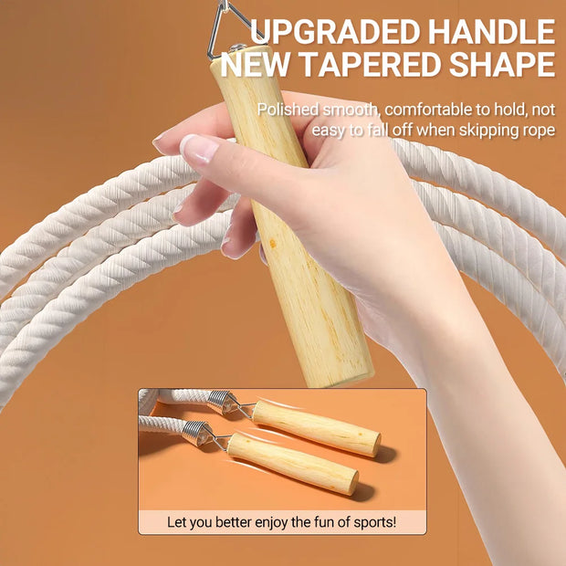 Long Jump Rope – 3m/10m/15m Heavy-Duty Skipping Rope with Anti-Slip Wooden Handles for Group Fitness & School Sports - ApexFitSupply