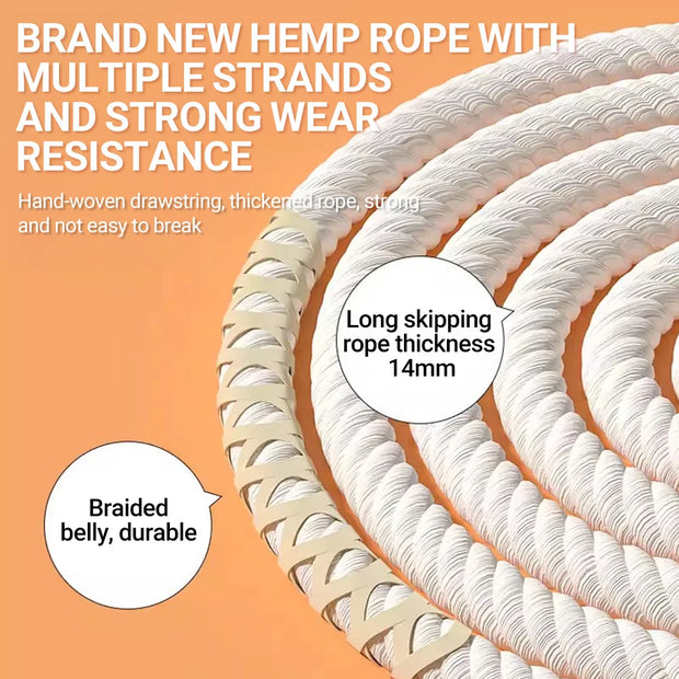 Long Jump Rope – 3m/10m/15m Heavy-Duty Skipping Rope with Anti-Slip Wooden Handles for Group Fitness & School Sports - ApexFitSupply