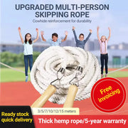 Long Jump Rope – 3m/10m/15m Heavy-Duty Skipping Rope with Anti-Slip Wooden Handles for Group Fitness & School Sports - ApexFitSupply
