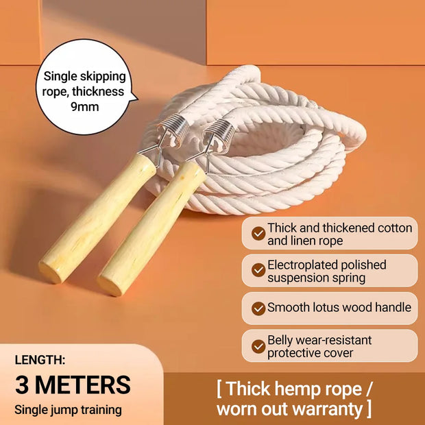 Long Jump Rope – 3m/10m/15m Heavy-Duty Skipping Rope with Anti-Slip Wooden Handles for Group Fitness & School Sports - ApexFitSupply