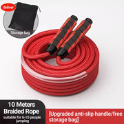 Long Jump Rope – 3m/10m/15m Heavy-Duty Skipping Rope with Anti-Slip Wooden Handles for Group Fitness & School Sports - ApexFitSupply