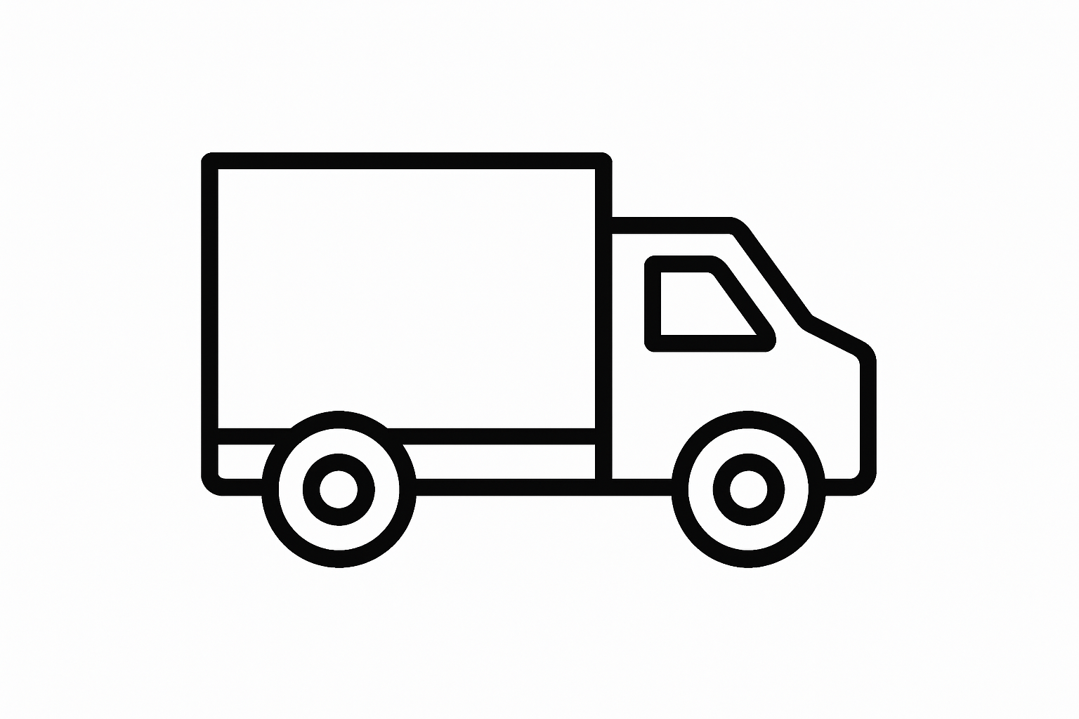 black and white hollow truck icon