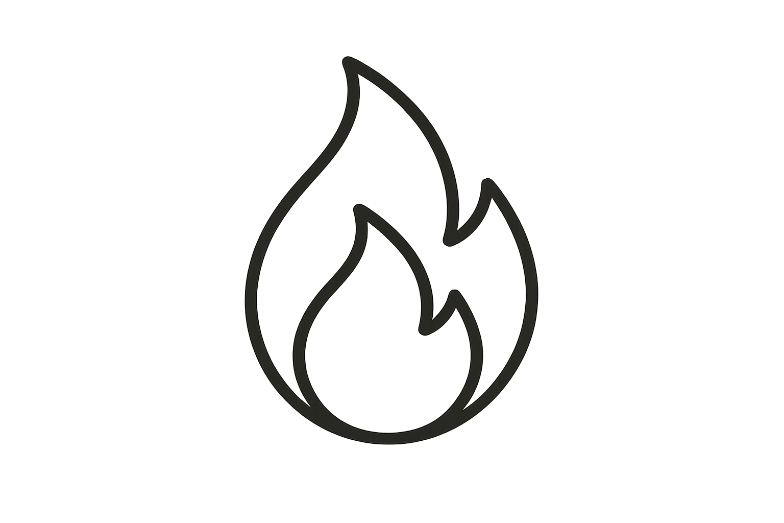 fire icon black and white hollow